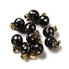 Natural Black Lip Shell Dyed Round Charms SSHEL-H071-01G-01-1