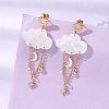 Acrylic Cloud with Moon Dangle Stud Earrings EJEW-JE06843-1