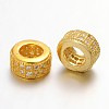 Brass Micro Pave Clear Cubic Zirconia European Beads ZIRC-L037-16G-FF-1