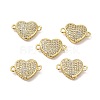 Brass Micro Pave Clear Cubic Zirconia Connector Charms KK-E068-VB340-3