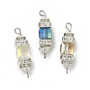 3Pcs 3 Colors Electroplate Glass Cube & Brass Crystal Rhinestone Connector Charms PALLOY-JF04407-1