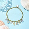 Summer Beach Dolphin & Bowknot Alloy Eanmel Charm Bracelets BJEW-JB10382-2