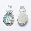Brass Paua Shell Oval Big Pendants SSHEL-F0006-52-01-2