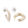 Imitation Pearl Beaded Twist C-shape Stud Earrings EJEW-C006-02-3