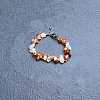 Glass Imtation Red Agate Chip Beaded Bracelets for Women IW6789-54-1