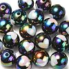 UV Plating Rainbow Iridescent Acrylic Beads OACR-F004-09A-1