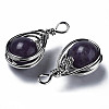 Natural Amethyst Pendants G-Q998-028-3