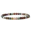 4mm Round Natural Indian Agate Beads Bracelet for Men KG3069-20-1
