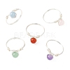 Natural Gemstone Round Braided Bead Finger Rings for Women RJEW-JR00953-02-1