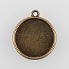 Vintage Flat Round Alloy Pendant Cabochon Settings X-PALLOY-N0088-42AB-NF-1