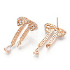 Brass Micro Pave Clear Cubic Zirconia Stud Earring Findings KK-S356-666G-NF-3