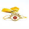 Bohemian Style Evil Eye Glass Seed Beaded Link Bracelets AD1534-2-1