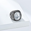 304 Stainless Steel with Natural Howlite Finger Rings for Men FS-WG44E14-07-2