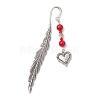 Valentine's Day Alloy Heart Pendant Bookmarks AJEW-JK00270-04-1