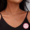 Rhodium Plated 925 Sterling Silver Double Layer Necklaces AZ0813-5