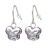 Plastic Pearl Butterfly Dangle Earrings EJEW-JE05028-2
