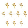 10Pcs Cross with Fish Brass Pendants PALLOY-TAC0271-2