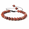 Natural Red Jasper Round Bead Adjustable Braided Bracelets UO3136-22-1