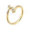Brass Micro Pave Clear Cubic Zirconia Cuff Rings for Women RJEW-H247-26G-4