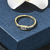 Rectangle Brass with Glass Cuff Rings for Women RJEW-Z111-05G-07-2