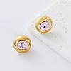 304 Stainless Steel Rhinestone Stud Earrings for Women OH3456-2-1