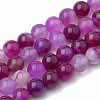 Dyed Natural Striped Agate/Banded Agate Round Bead Strands X-G-R342-6mm-04-1