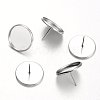 Tarnish Resistant Flat Round 304 Stainless Steel Stud Earring Settings STAS-M227-16mm-1