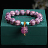Natural Fluorite Round Beads Charm Bracelets WG466DA-13-1
