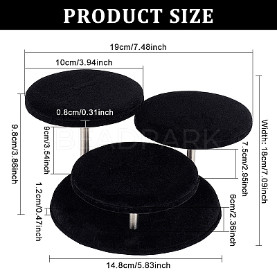 3-Tier Wood Covered Velvet Jewelry Display Risers ODIS-WH0026-13A-1