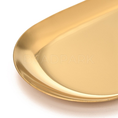 Oval 430 Stainless Steel Jewelry Display Plate X-STAS-P289-03G-1