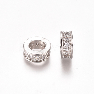 Brass Micro Pave Clear Cubic Zirconia European Beads ZIRC-I038-23P-1
