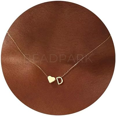 Simple Style Adjustable 316L Surgical Stainless Steel Heart and Initial Pendant Necklaces for Women WG95AEF-04-1