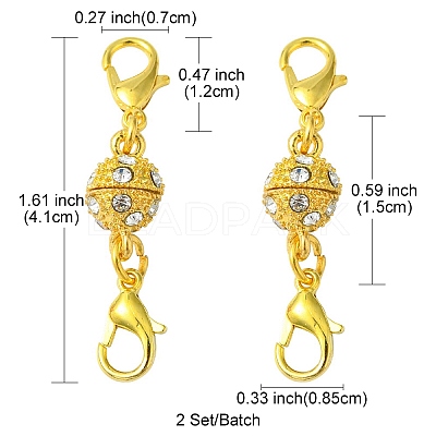 1Pc Alloy Crystal Rhinestone Magnetic Clasps ALRI-YW0001-11G-1