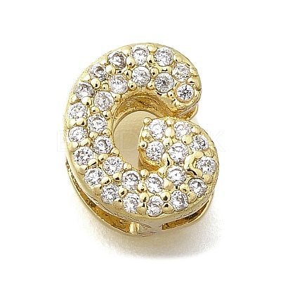 Brass Micro Pave Cubic Zirconia Letter Multi-Strand Links KK-D295-32G-07-1