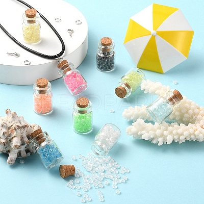 DIY Wishing Bottle Pendant Necklace Making Kit DIY-YW0005-80-1
