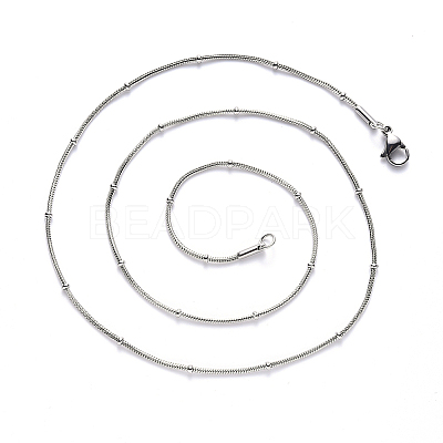 Non-Tarnish 304 Stainless Steel Round Snake Chain Necklace NJEW-S420-009B-P-1