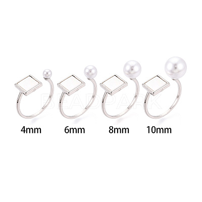 Square Brass & Shell Cup Peg Ring Settings KK-N274-28P-1