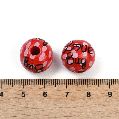 Painted Wood European Beads WOOD-F017-04E-1