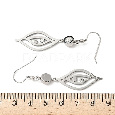 304 Stainless Steel Leaf Dangle Earrings EJEW-Z129-13P-1