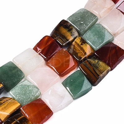 Natural Green Aventurine & Rose Quartz & & Red Agate & Tiger Eye Beads Strands G-S364-092-1