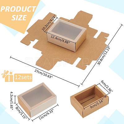 Foldable Paper Drawer Boxes with Clear Plastic Cover CON-WH0095-68B-05-1