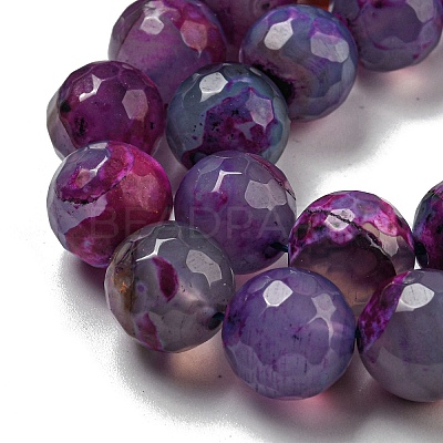 Faceted Natural Fire Crackle Agate Beads Strands G-F447-12mm-N01-1