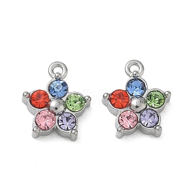 304 Stainless Steel with Rhinestone Pendants SA-CBA49D2-08P-01-1