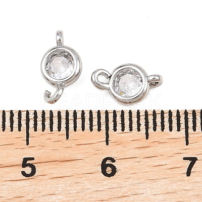 Brass Pave Clear Cubic Zirconia Connector Charms KK-H538-04P-1