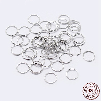 Anti-Tarnish Rhodium Plated 925 Sterling Silver Saw Cut Open Jump Rings STER-F036-02P-0.5x5mm-1