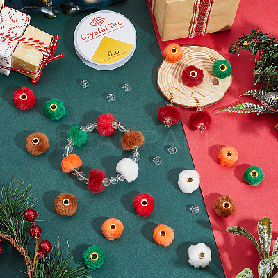 60Pcs 6 Colors Imitation Rabbit Hair European Beads FIND-PA0001-25-1