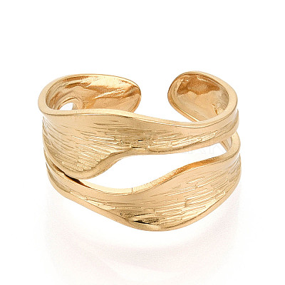 Ion Plating(IP) 304 Stainless Steel Cuff Ring X-RJEW-N038-112LG-1
