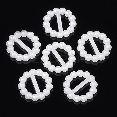 ABS Plastic Imitation Pearl Bead Buckles OACR-S020-34-1