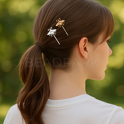 8Pcs 2 Colors Iron & Alloy Hair Bobby Pins PHAR-HY0001-10-1