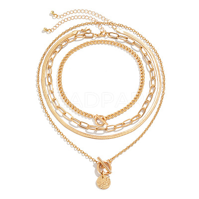 Gothic Alloy with Iron Pendant Multi Layered Chain Necklaces for Women FS-WG9D473-04-1